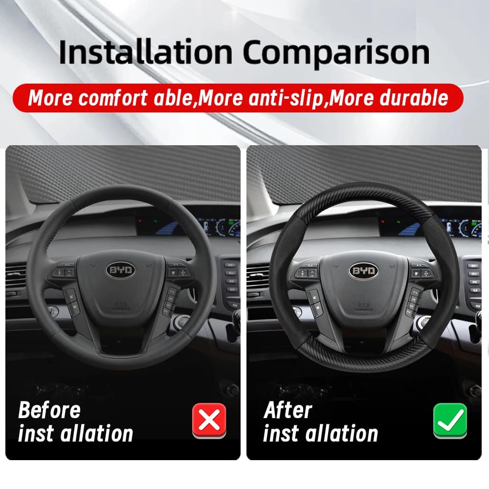 כיסוי הגה ל-BYD דולפין מיני / יואן פלוס - עור, סיבי פחמן 5